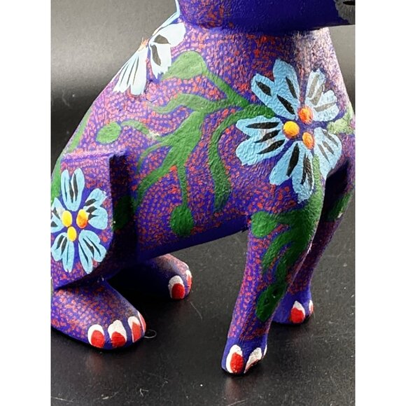 Oaxacan Alebrije Wood Carvings Mexican Folk Art Bunny Rabbit Purple Sculpture - Picture 10 of 16